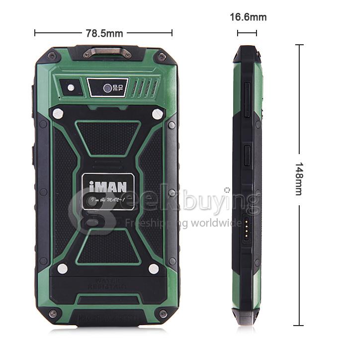 iMAN i6800 IP68 4.7inch Android 4.4 MTK6582 Quad Core 1.3GHz Smartphone 1GB 8GB 8MP 2MP 3G Miracast - Green