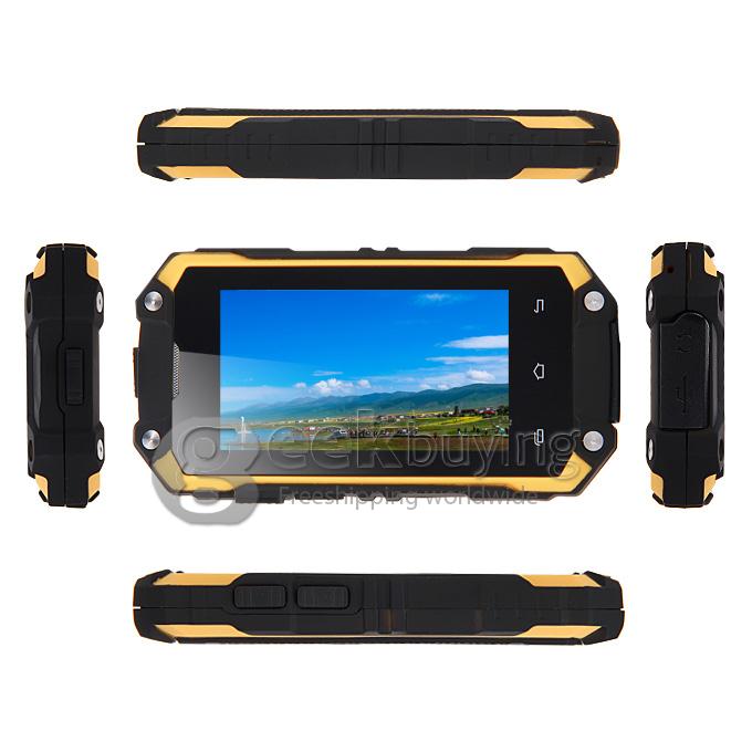J5 IP54 waterproof Smartphone MTK6572W Dual Core 1.2Ghz 2.4 Inch Android4.2.2 OS 2.0MP 3G/WIFI - Yellow