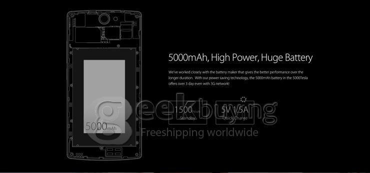 THL 5000T 5.0inch Android 4.4 Phone 5000mAh Fast Charge 13MP MTK6592M Octa Core 1.4GHz 1GB 8GB IPS HD OTG - Black