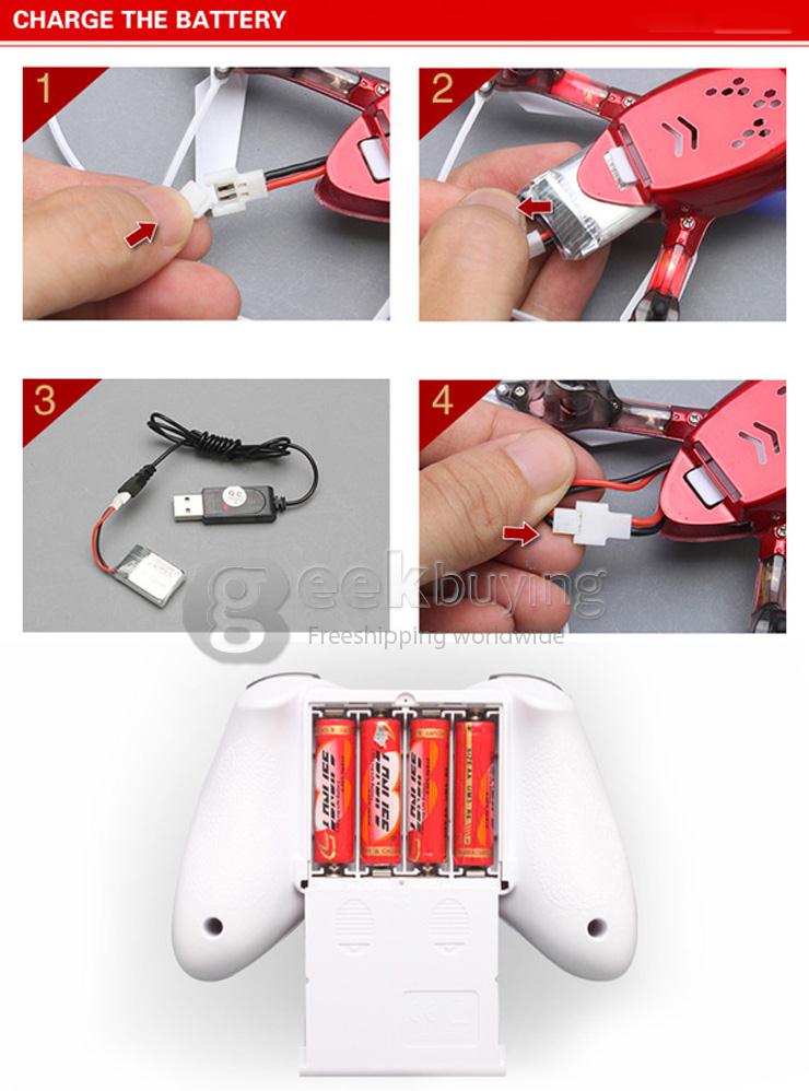 Syma X11 2.4G RC 4CH 6 Axis Gyro Quadcopter with 200mAh Battery 360 Degree Rotation - Red