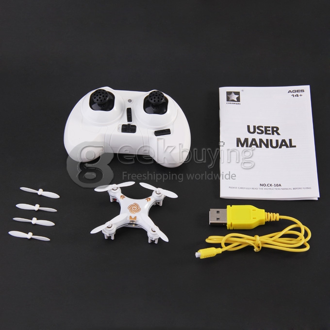 Cheerson CX-10A Nano Quadcopter with Headless Mode CX10A Quadcopter RTF - White