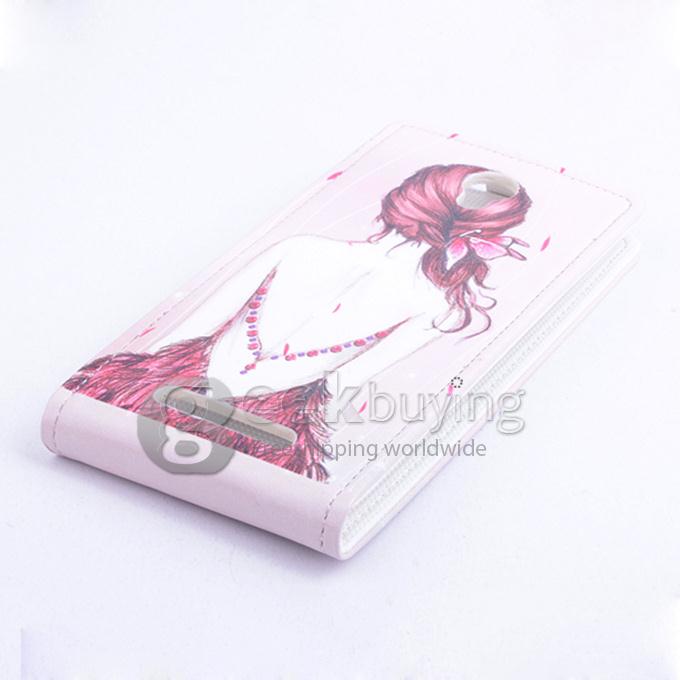 Protective Hard Cover Colored Drawing Beauty Flip Stand Leather Case for Elephone P6000 / Elephone P6000 Pro-Red