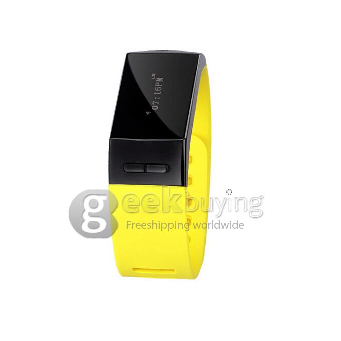 L28D Bluetooth 3.0 Handsfree Smart Bracelet Wrist Watch Band Phonebook Sync SMS Remind Pedometer for Android iOS -Yellow
