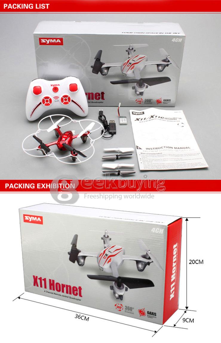 Syma X11 2.4G RC 4CH 6 Axis Gyro Quadcopter with 200mAh Battery 360 Degree Rotation - Red