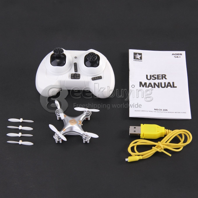 Cheerson CX-10A Nano Quadcopter with Headless Mode CX10A Quadcopter RTF - Silver
