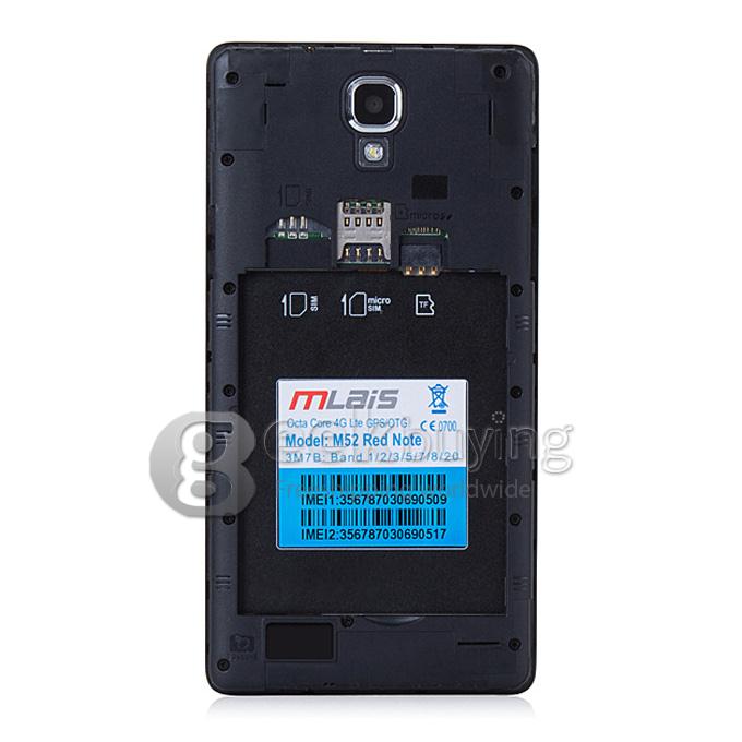 Mlais M52 Red Note 64 Bit 4G LTE 5.5inch MTK6752 Octa Core 1.7 GHz Android 5.0 2GB 16GB Smartphone 13.0MP HD OTG - Black