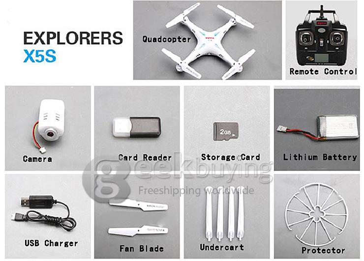 Syma X5SC-1 EXPLORERS 2 Quadcopter Headless Mode 2.0MP HD Camera 2.4G 6 Axis Gyro 3D Flip RC RTF with 4GB TF Card - White