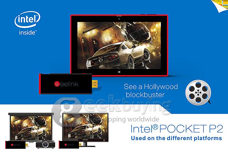 Beelink Pocket P2 Windows10 TV Stick Dongle Quad Core Intel Z3735F 64bit 1.8GHz 2G RAM 32G ROM Wifi Bluetooth - Black