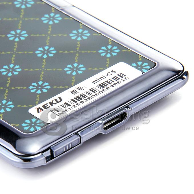 AEKU C5 Ultra Thin Slim 1.0 inch MTK Single Core Mini Pocket Card Cell Phones Bluetooth Built-in Battery - Black