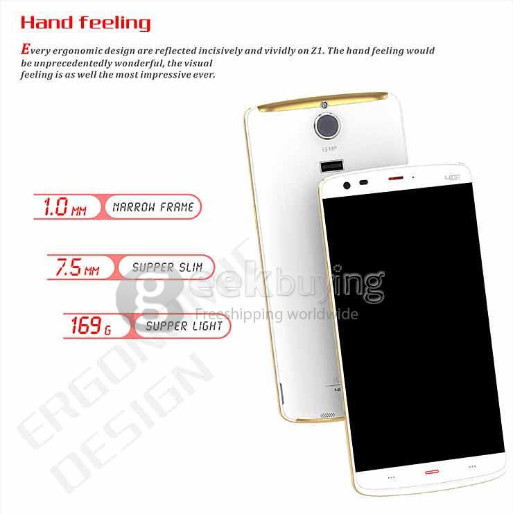 Kingzone Z1 5.5inch 64Bit 4G LTE MTK6752 Octa Core 1.7 GHz Android 4.4 Smartphone 2GB 16GB HD JDI Screen NFC OTG - Black