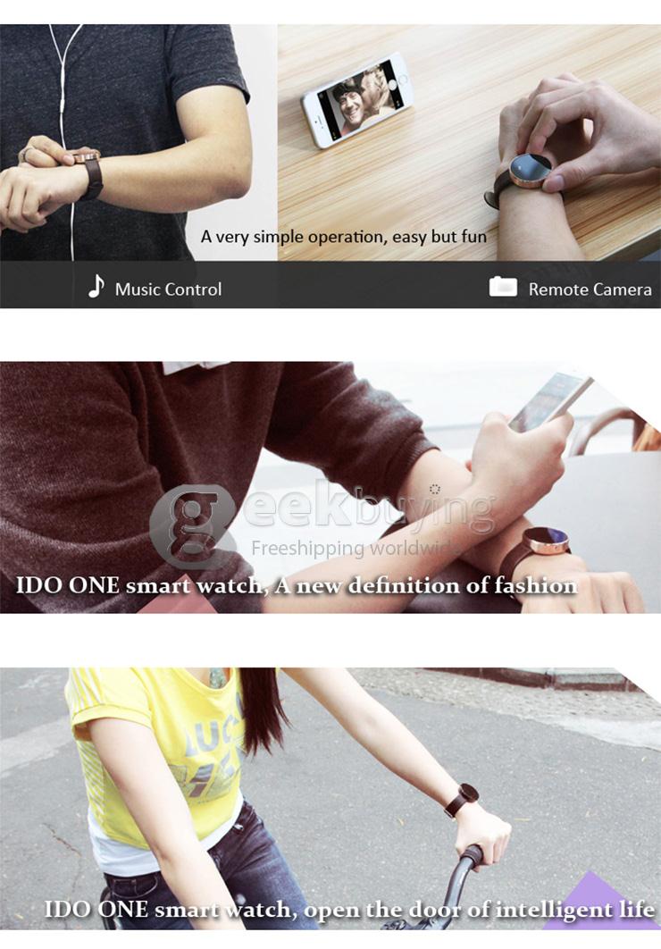 IDO ONE Waterproof Bluetooth 4.0 Silver Case Smart Watch Bracelet Sleep Tracking Sedentary Reminder for Android iOS - Red Band