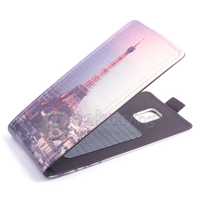 Protective Hard Cover Colored Drawing Tower Flip Stand Leather Case for DOOGEE DG310-Red