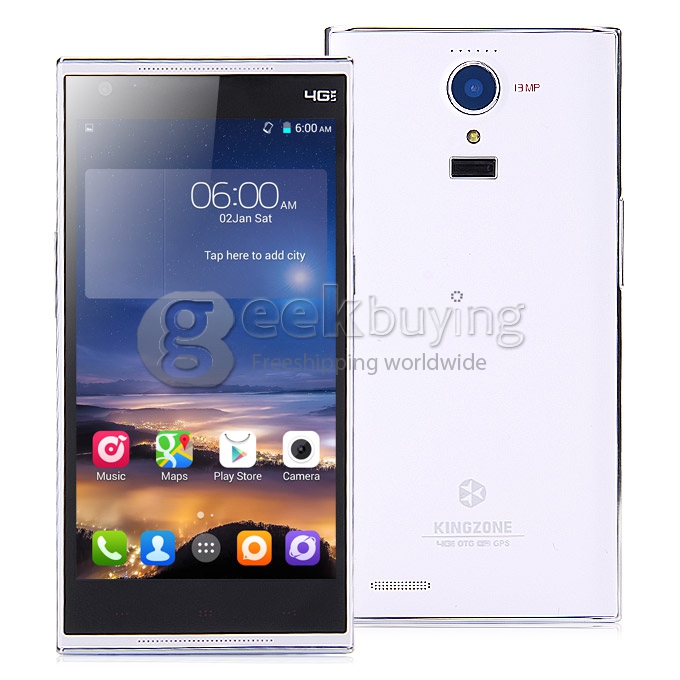 KINGZONE N3 Plus 5.0Inch 64Bit 4G LTE MTK6732 Quad Core 1.5GHz Android 4.4 2GB 16GB Smartphone 13.0MP IPS HD - White