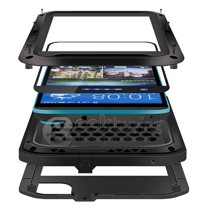 LOVE MEI Powerful Dirt/Shockproof Protective Case With Corning Gorilla Glass for HTC Desire 820 - Black