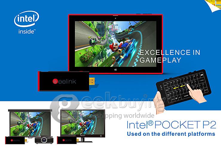 Beelink Pocket P2 Windows10 TV Stick Dongle Quad Core Intel Z3735F 64bit 1.8GHz 2G RAM 32G ROM Wifi Bluetooth - Black