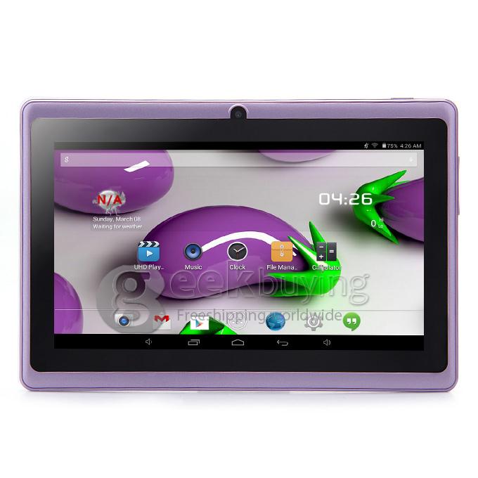 Q88 Plus 7 inch ALLWINNER A33 Quad Core 1.5GHZ 512MB/4G Dual Cameras WIFI BT Tablet PC - Purple