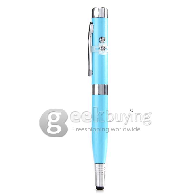32GB USB 2.0 6 in 1 Multifunctional Capacitive Pen with Floodlight And Laser Light - Blue