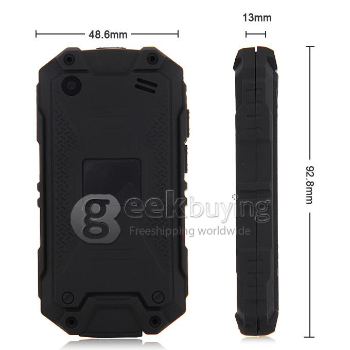 J5 IP54 waterproof Smartphone MTK6572W Dual Core 1.2Ghz 2.4 Inch Android4.2.2 OS 2.0MP 3G/WIFI - Black