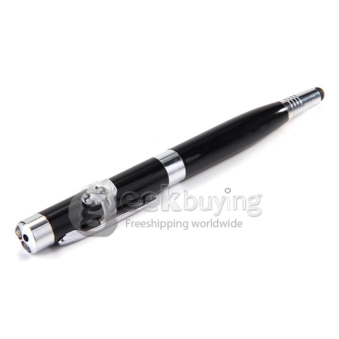 16GB USB 2.0 6 in 1 Multifunctional Capacitive Pen with Floodlight And Laser Light - Black