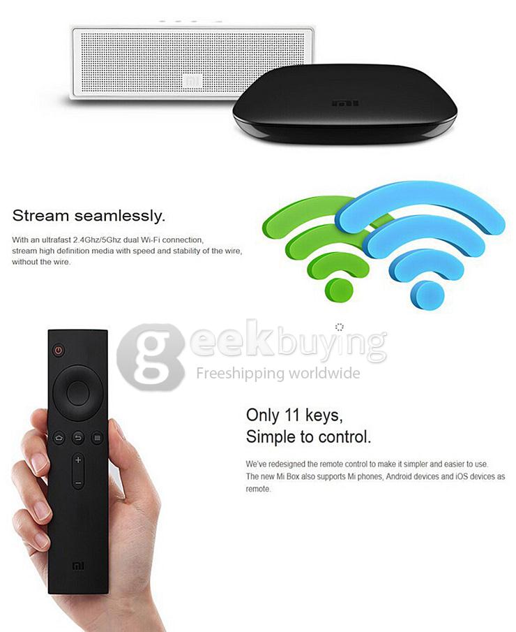 Newest Original XIAOMI Mi Box Enhanced Version 4K Android Media Player Quad Core Amlogic S812 1GB RAM 2.0GHz 2.4G/5G AC WiFi Bluetooth - Black