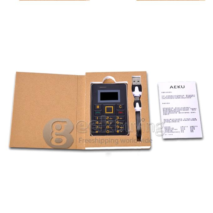 AEKU K5 4GB Memory Ultra Thin Slim 1.0 inch MTK Single Core Mini Pocket Card Cell Phones Bluetooth - Golden