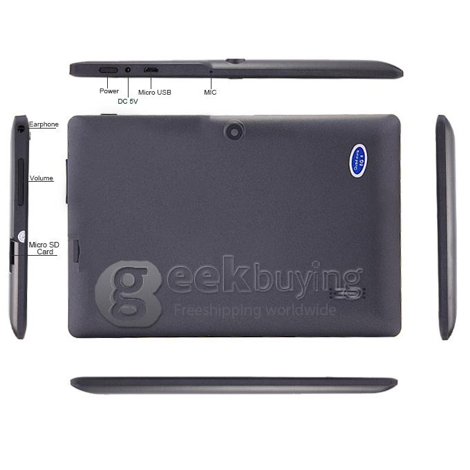 Q88 Plus 7 inch ALLWINNER A33 Quad Core 1.5GHZ 512MB/4G Dual Cameras WIFI BT Tablet PC - Black