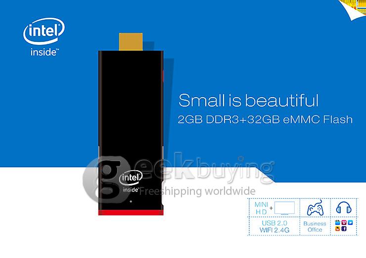 Beelink Pocket P2 Windows10 TV Stick Dongle Quad Core Intel Z3735F 64bit 1.8GHz 2G RAM 32G ROM Wifi Bluetooth - Black