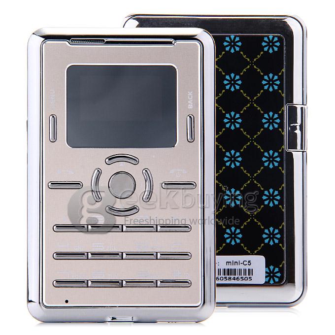 AEKU C5 Ultra Thin Slim 1.0 inch MTK Single Core Mini Pocket Card Cell Phones Bluetooth Built-in Battery - Golden