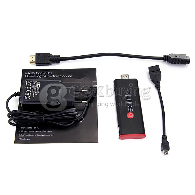 Beelink Pocket P2 Windows10 TV Stick Dongle Quad Core Intel Z3735F 64bit 1.8GHz 2G RAM 32G ROM Wifi Bluetooth - Black