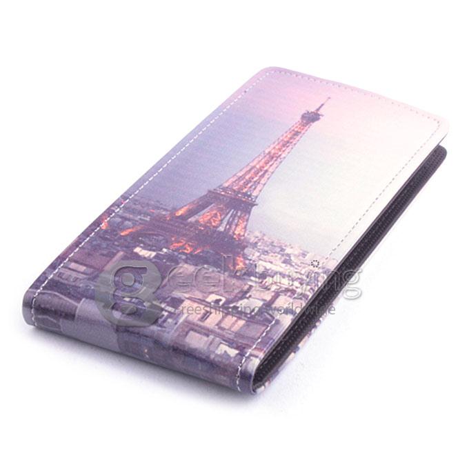 Protective Hard Cover Colored Drawing Tower Flip Stand Leather Case for DOOGEE DG310-Red