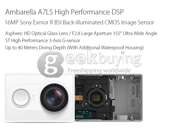 Original Xiaomi Yi Xiaoyi Action Camera with Kingma Waterproof Case - Green (Basic)