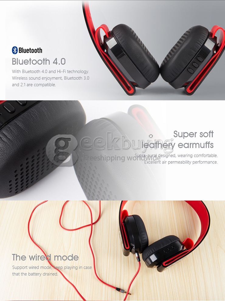 Syllable G600 Wireless Bluetooth 4.0 Headphone Earphone Deep Bass Built-in Mic / 40mm Speaker - Blue
