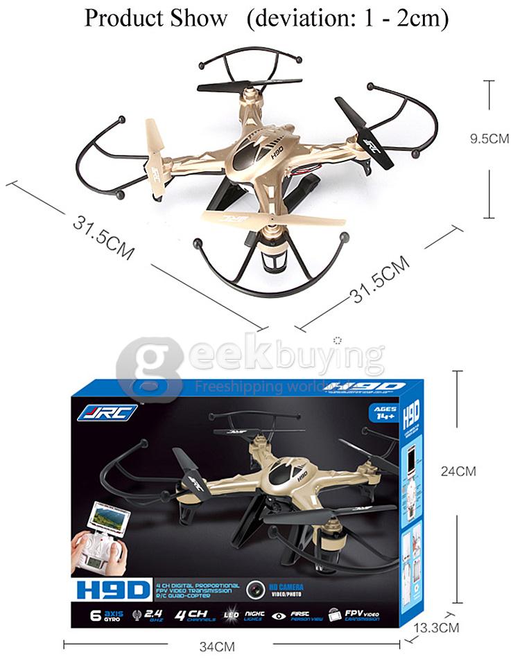 JJRC H9D 2.4G 4CH 6 Axis Gyro RC Quadcopter with 2.0MP Camera - Gold