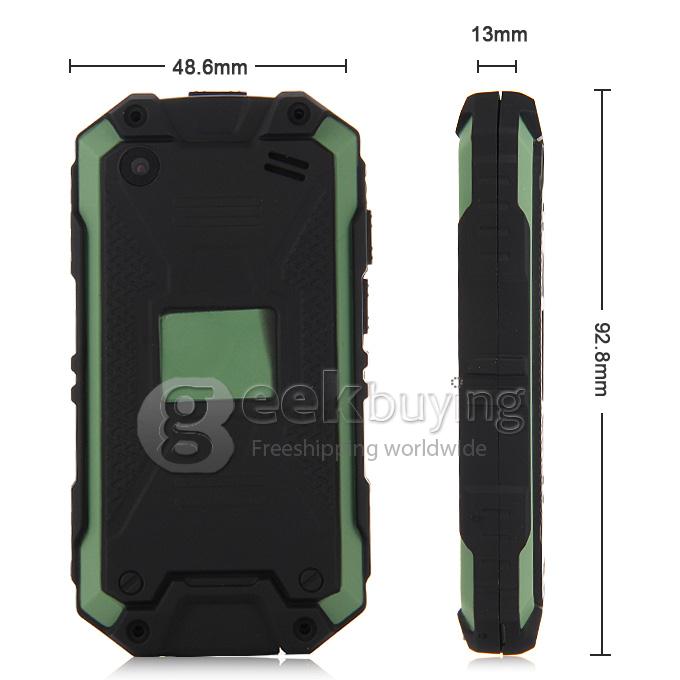 J5 IP54 waterproof Smartphone MTK6572W Dual Core 1.2Ghz 2.4 Inch Android4.2.2 OS 2.0MP 3G/WIFI - Green
