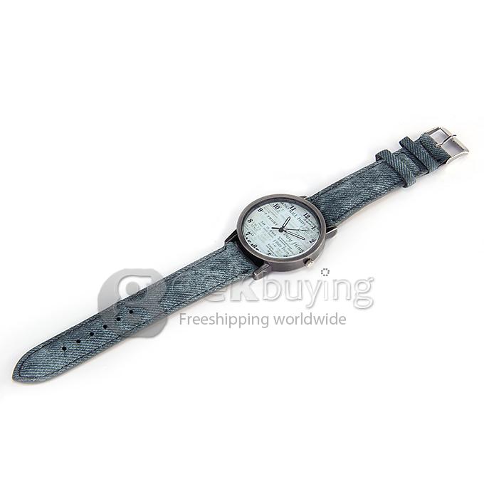 Stylish Unisex Quartz Sports Watches Denim Fabric Wristwatch - Gray