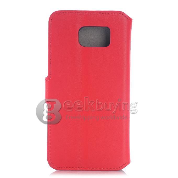 Protective Hard Cover Flip Stand Leather Case for Samsung Galaxy S6 - Red