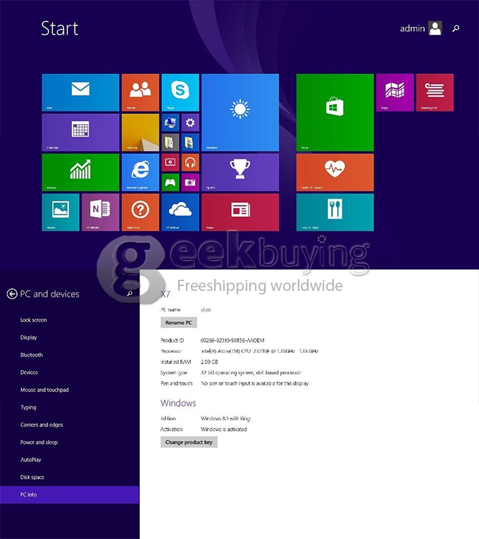 Bundle PIPO X7s X7 Dual Boot Intel Mini PC Windows 8.1 & Android 4.4 + Tronsmart TSM01 English Version Air Mouse - Golden