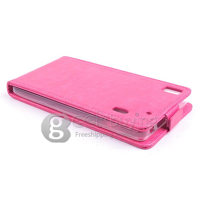 Protective Hard Cover Flip Stand Leather Case for Lenovo Lemo K3 Note-Rose