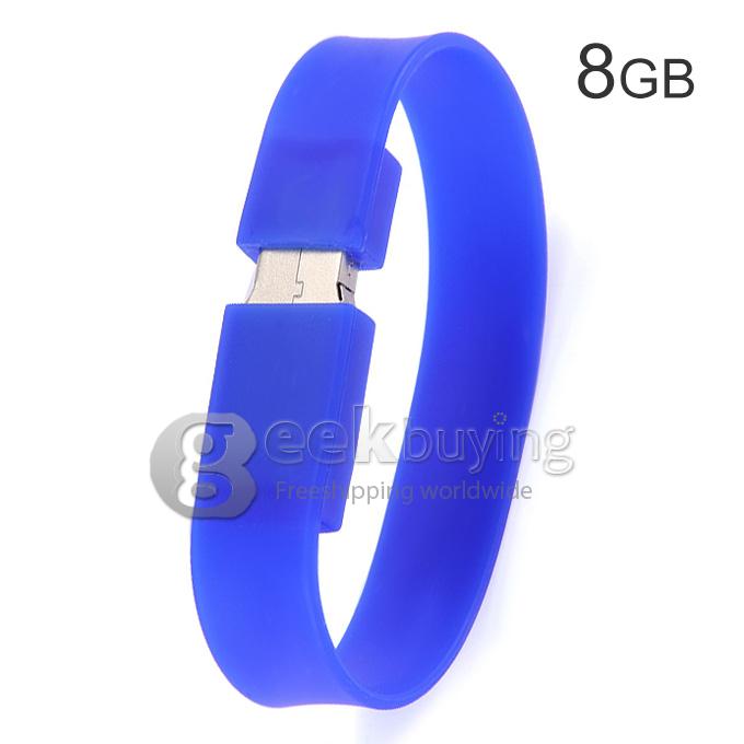 8GB Silicone Bracelet U Disk - Blue