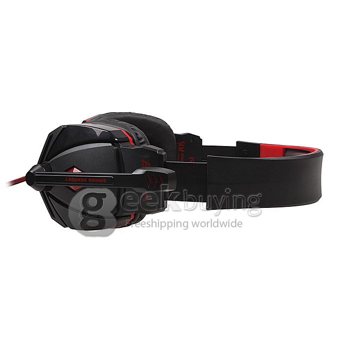 EACH G4000 Adjustable Antinoise Dazzle Light Game Stereo Headphone USB/Audio Jack Input Stretchable Band - Black+Red