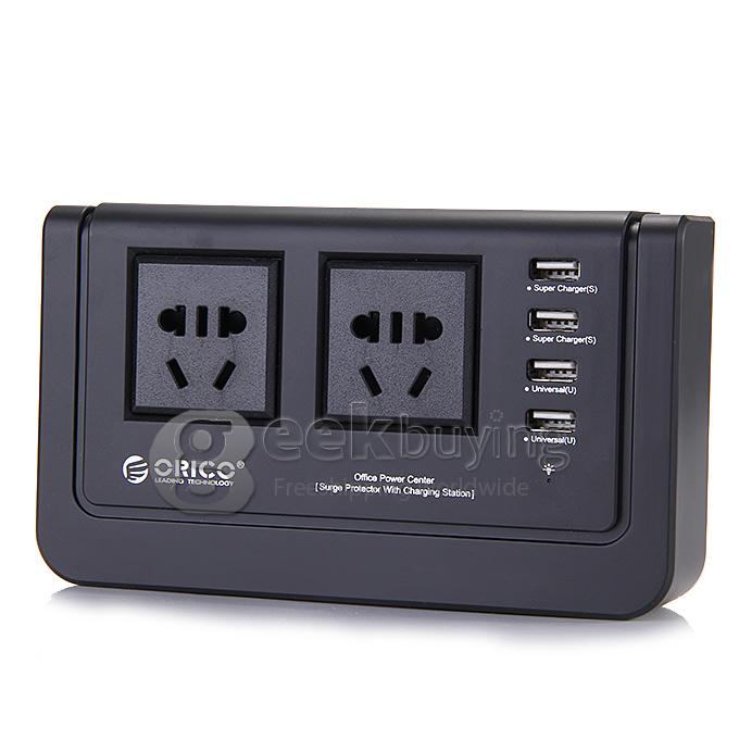 ORICO OPC-2A4U-BK 4 Port USB Charger Hub with 2 x 3-pin & 2 x US Power Socket - White (3-pin Plug)