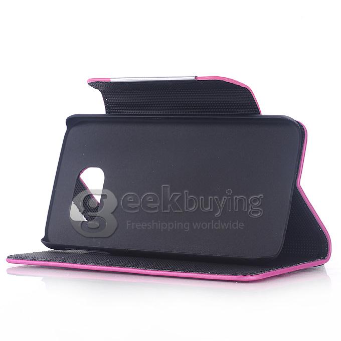 Protective Hard Cover Flip Stand Leather Case for SAMSUNG S6 -Pink