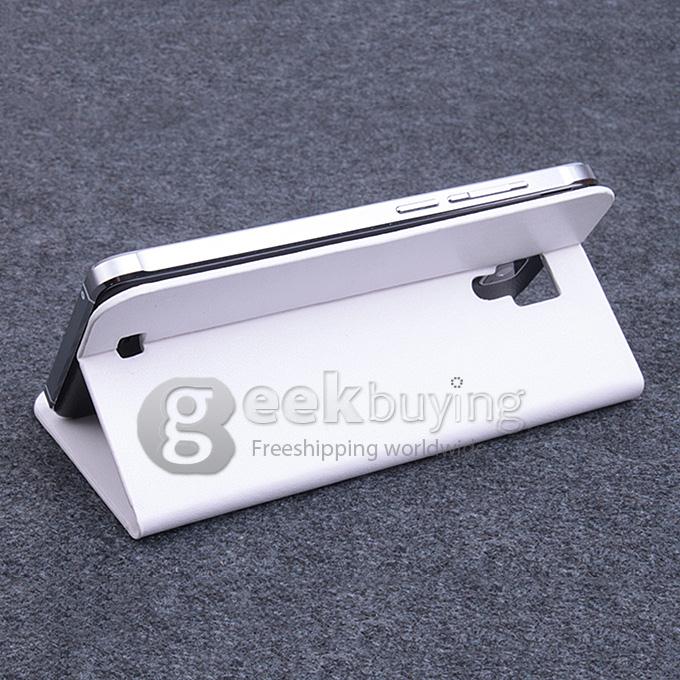 Protective Hard Cover Flip Stand Leather Case for DOOGEE IRON-BONE DG750 -White