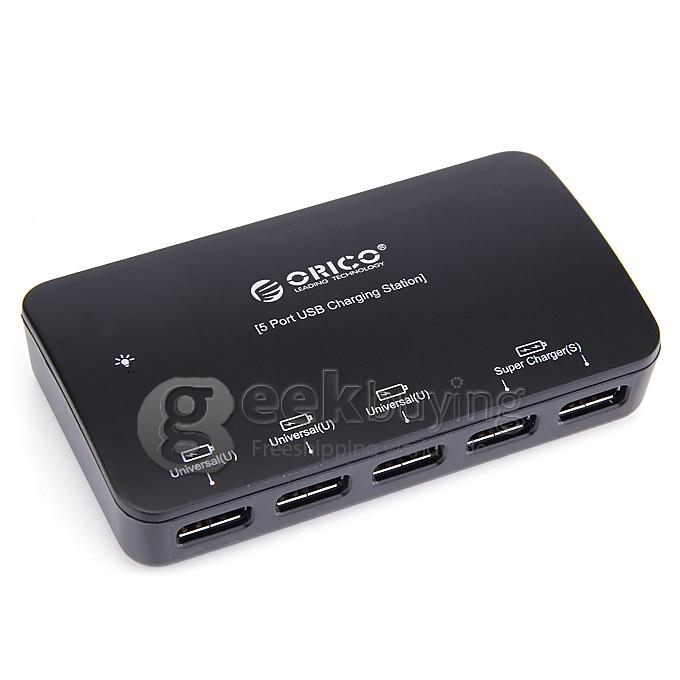 ORICO MPU-5S Auto 12V 5 Port Smart Charger Universal Car Converter Adapter for iPhone Smartphone Tablet PC- Black