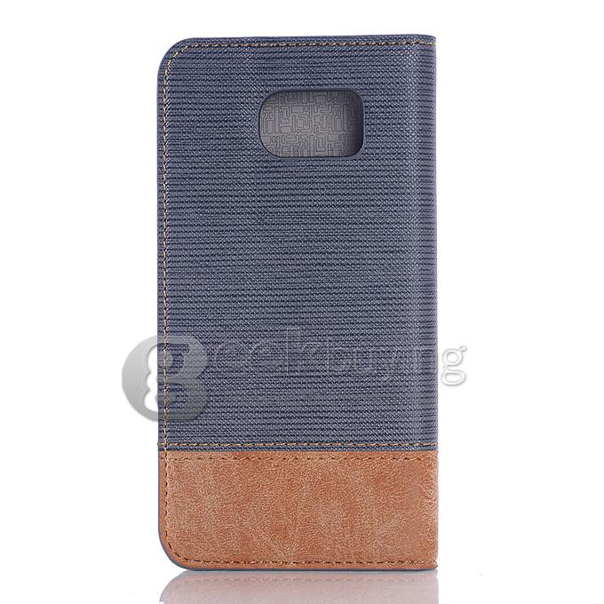 Protective Hard Cover Flip Stand Leather Case for Samsung S6 Edge - Light Blue