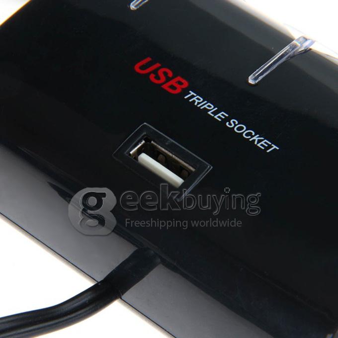WF-073 1-to-3 Car Cigarette Lighter Socket Power Adapter with 1 USB Output - Black (DC 12V-24V)
