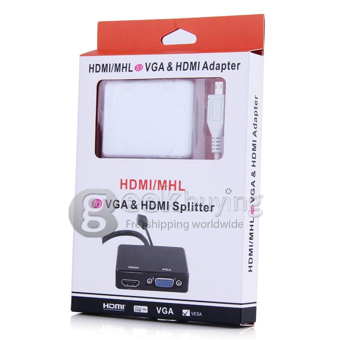 MHL / Micro to VGA & HDMI Adapter Splitter for Samsung Galaxy S3 - White