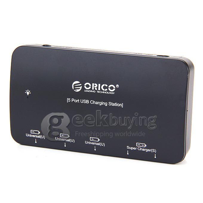 ORICO MPU-5S Auto 12V 5 Port Smart Charger Universal Car Converter Adapter for iPhone Smartphone Tablet PC- Black