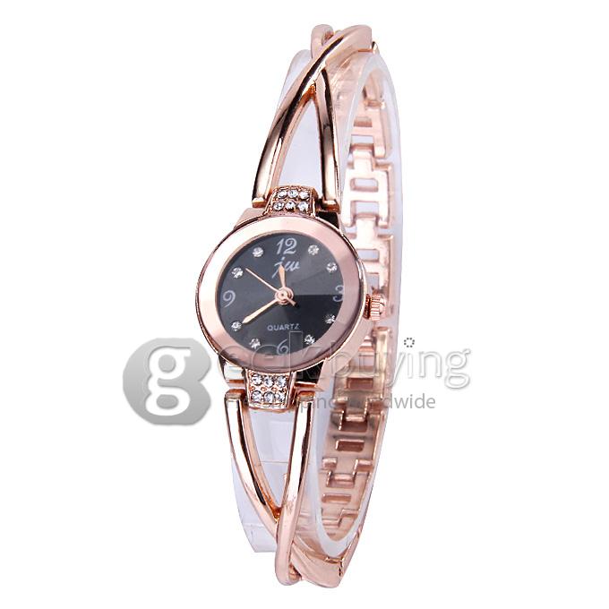 JW 954 Fashion Curve Bracelet Watches - Black + Golden