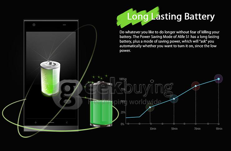 Blackview Alife S1 5.0inch 4G LTE 64-bit Smartphone Android 4.4 2GB 16GB MTK6732 Quad Core 1.5GHz 13.0MP HD - Black